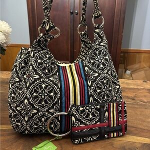Vera Bradley Barcelona Black and Multicolor Shoulder Bag Set